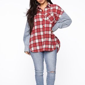 Fashion nova plaid/denim jacket